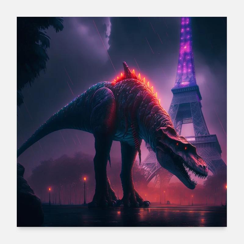 Dino Tour Eiffel Poster 60 x 60 cm