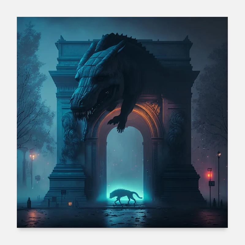 Paris dinosaur Poster 24" x 24" (60x60 cm)