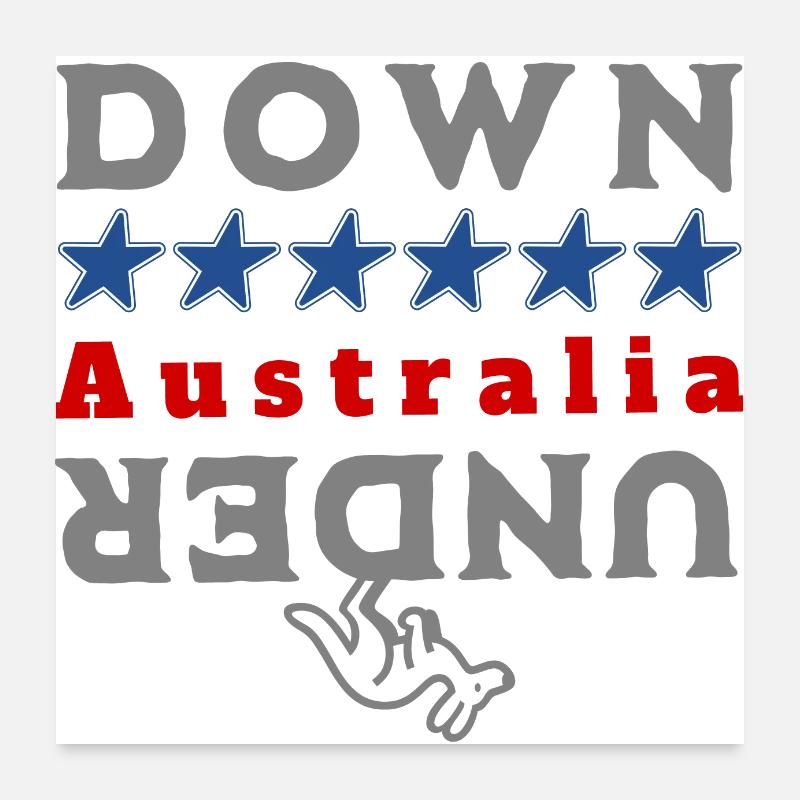 Down Under - Kangourou - Vacances - Australie Poster 60 x 60 cm