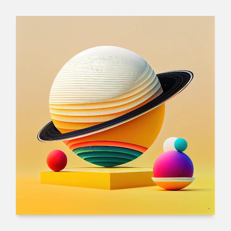 Colonisation de Saturne Poster 60 x 60 cm