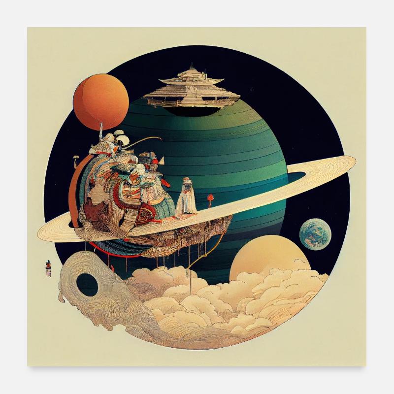 Colonisation de Saturne Poster 60 x 60 cm