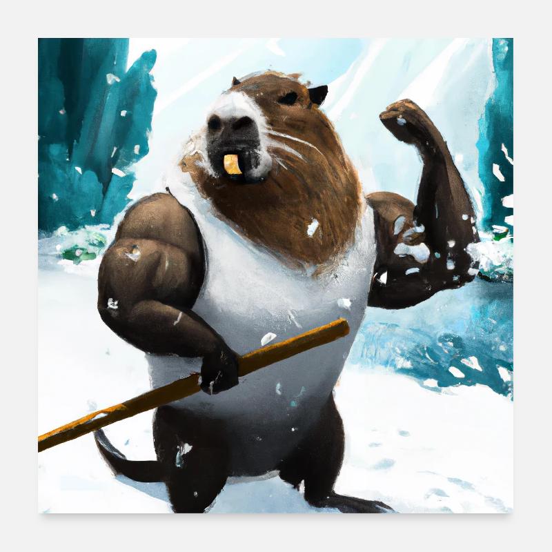 Capybara avec des muscles Poster 60 x 60 cm