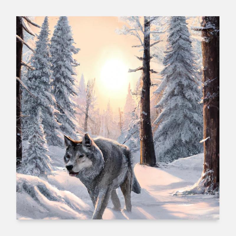 Einsamer Wolf Poster 60x60 cm