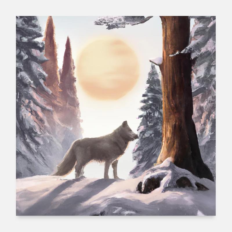 Der einsame Wolf Poster 60x60 cm