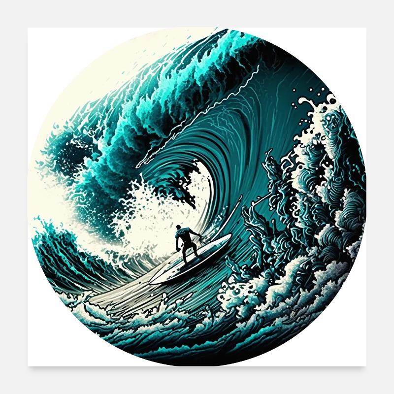 Riding the Wave Poster 60x60 cm