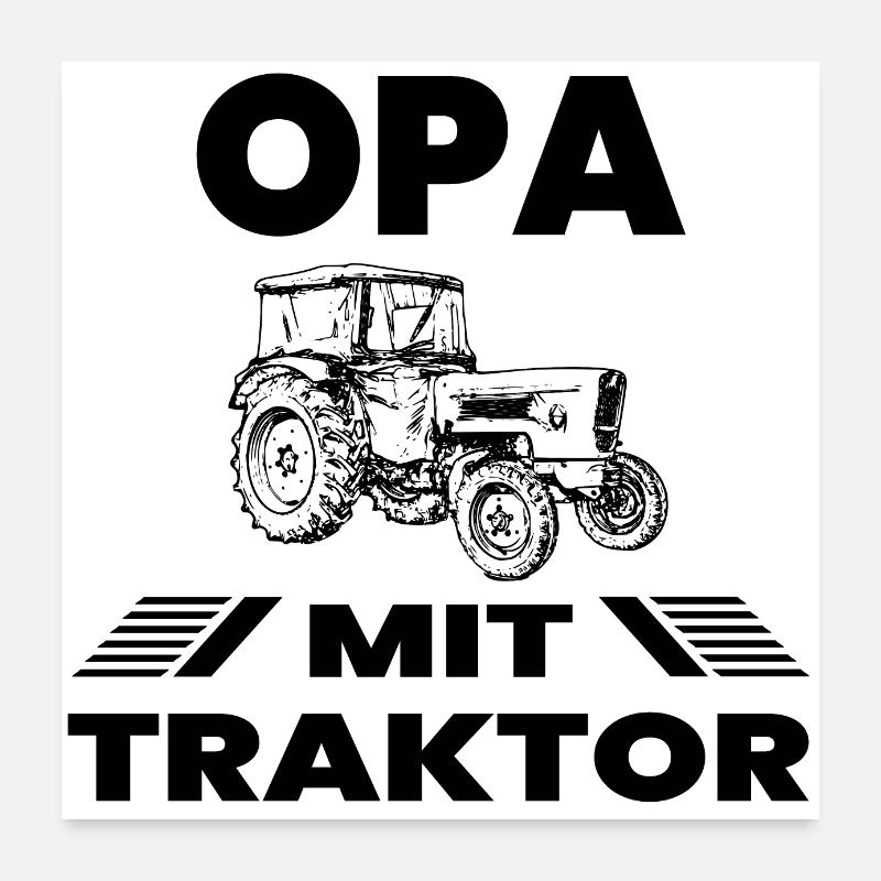 Traktor - Poster 60x60 cm - Weiß