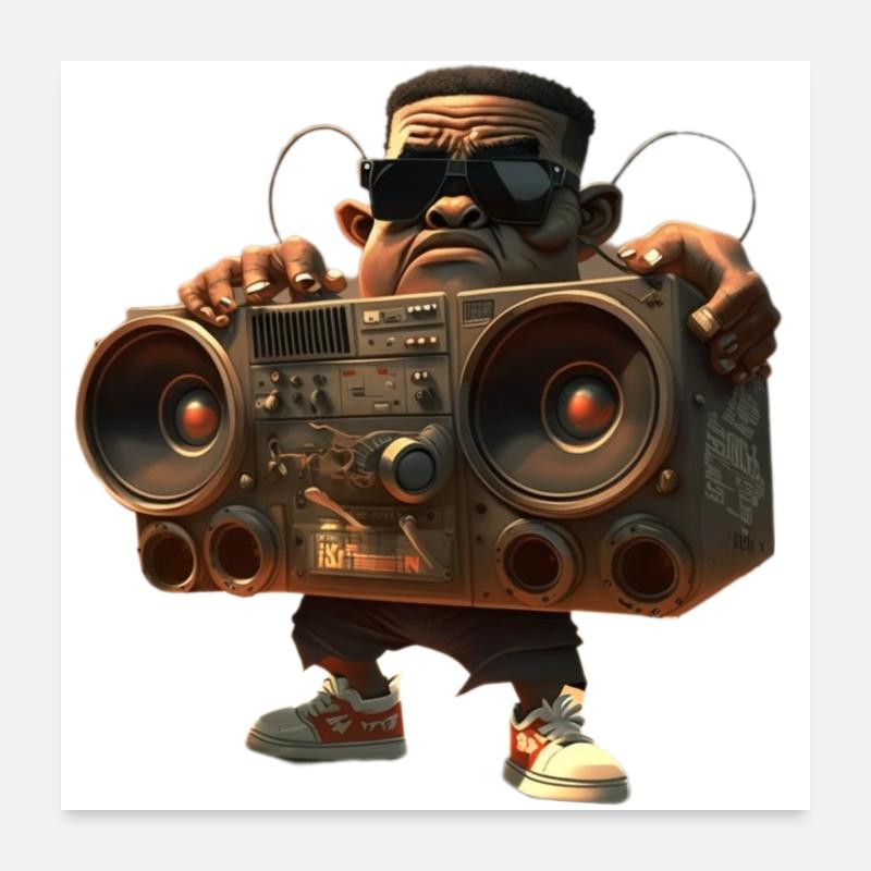 Hip-Hop avec Ghettoblaster Poster 60 x 60 cm