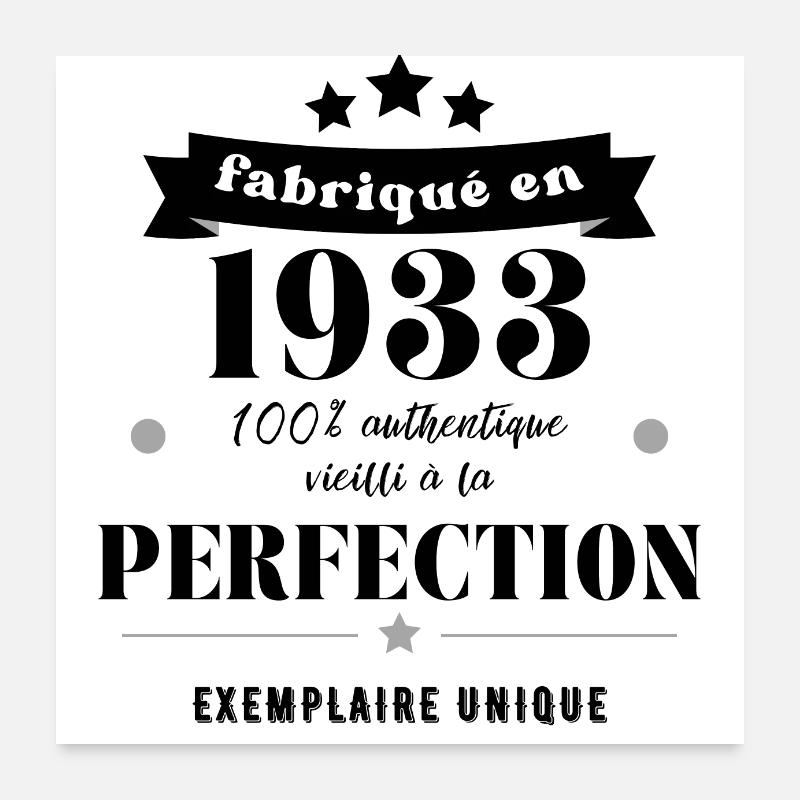 fabriqué en 1933 Poster 60 x 60 cm