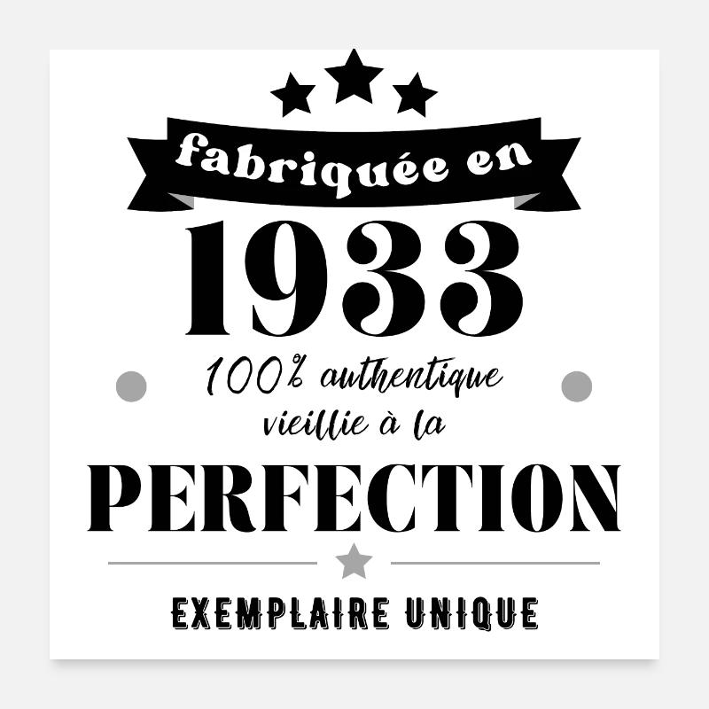 fabriquée en 1933 Poster 60 x 60 cm