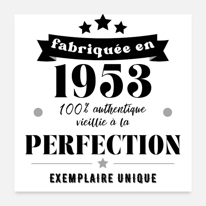 fabriquée en 1953 - Poster 60 x 60 cm - blanc