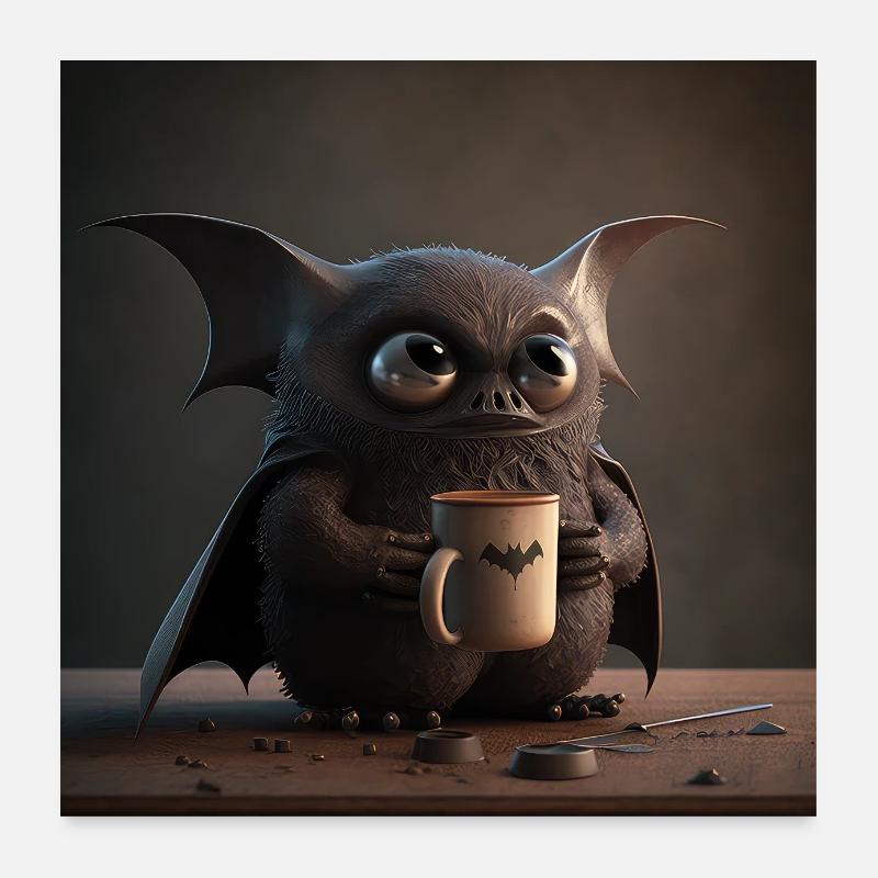 Bat Coffee Caffeine Nocturnal Lusitg Poster 24" x 24" (60x60 cm)