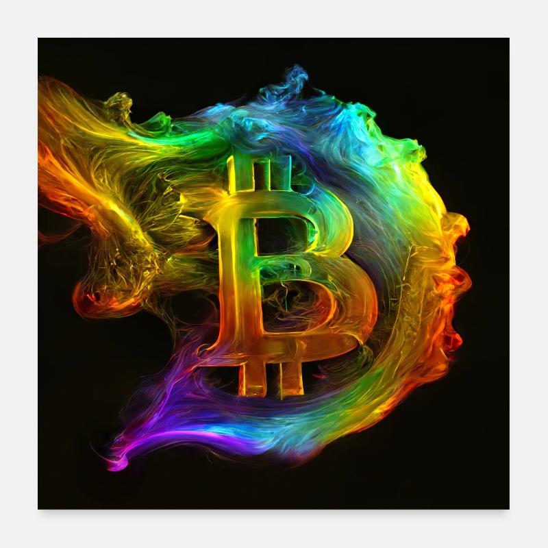 Symbole Bitcoin dans un design coloré HD Poster 60 x 60 cm