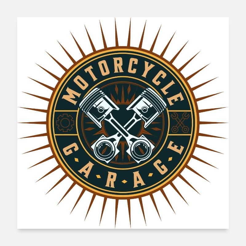 Logo de l’atelier de conception de motos rétro Poster 60 x 60 cm