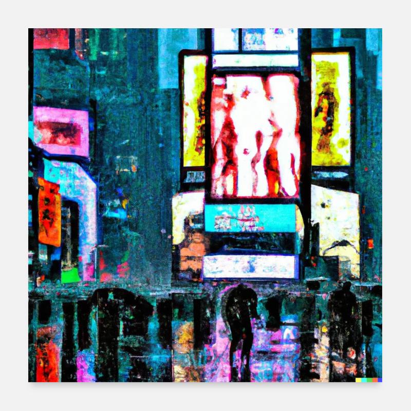 Time Square im Regen Poster 60x60 cm