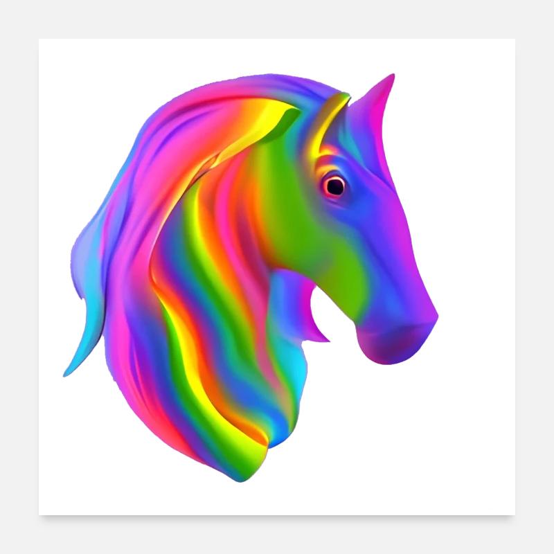rainbow horse - Poster 60x60 cm - Weiß