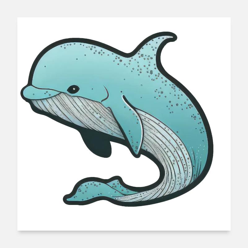 Dolphin Comic mignon Anime Cartoon Cute Babies Poster 60 x 60 cm