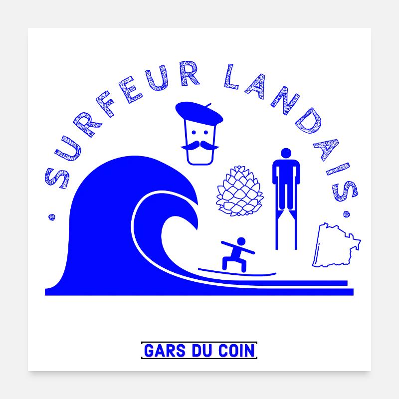 Surfeur Landais Logo Poster 60 x 60 cm