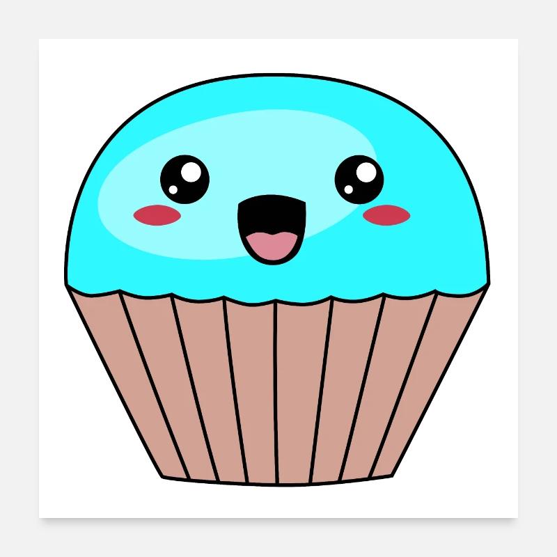 süßer blauer Muffin Poster 60x60 cm