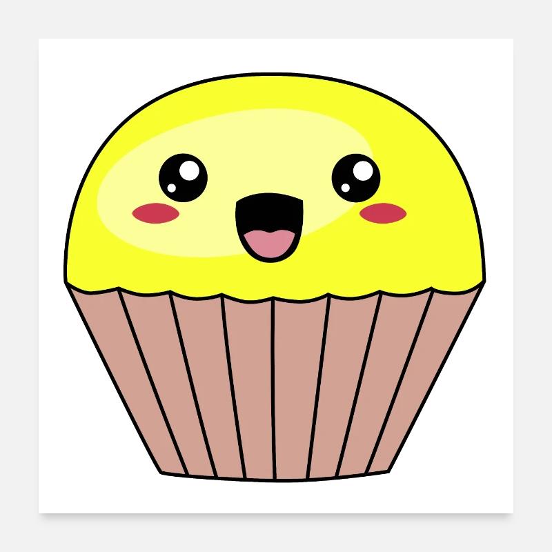 süßer gelber Muffin Poster 60x60 cm