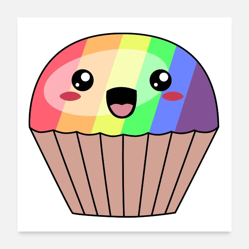 süßer Regenbogen Muffin Poster 60x60 cm