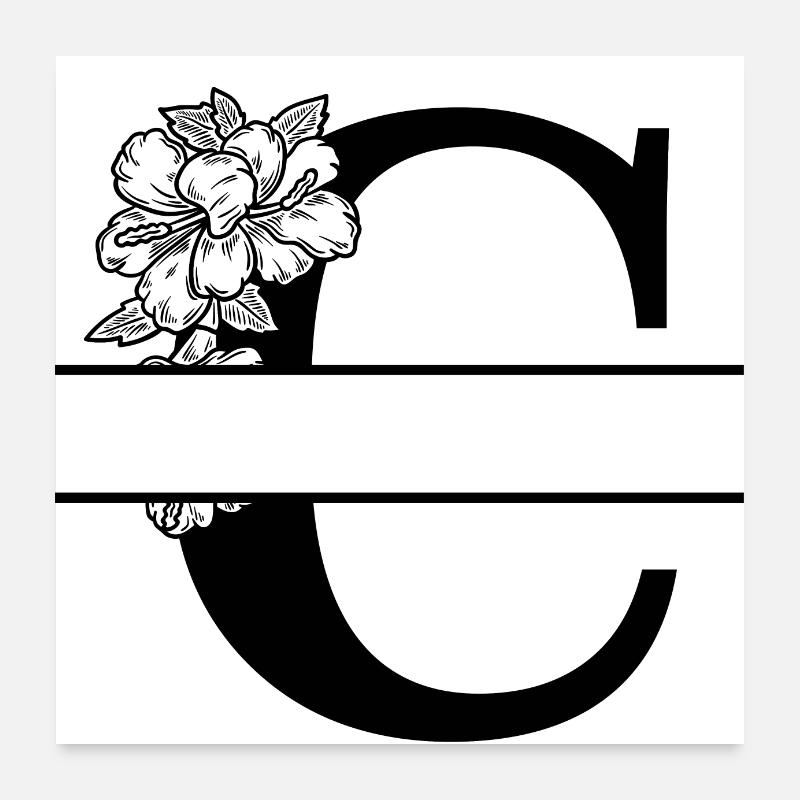 Personalisierter Blumenbuchstabe C Poster 60x60 cm