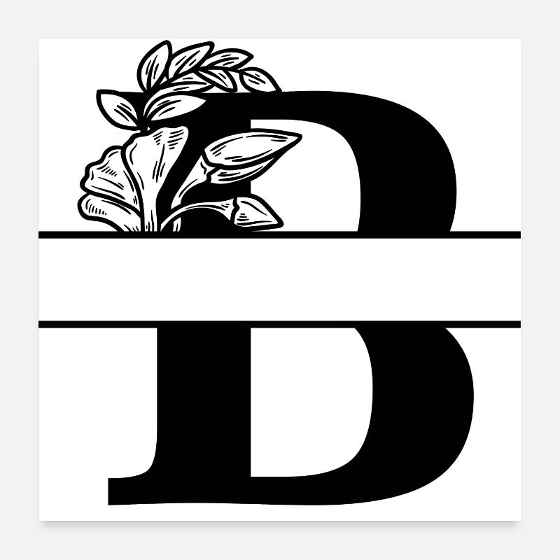 Personalized floral B letter Poster 24" x 24" (60x60 cm)