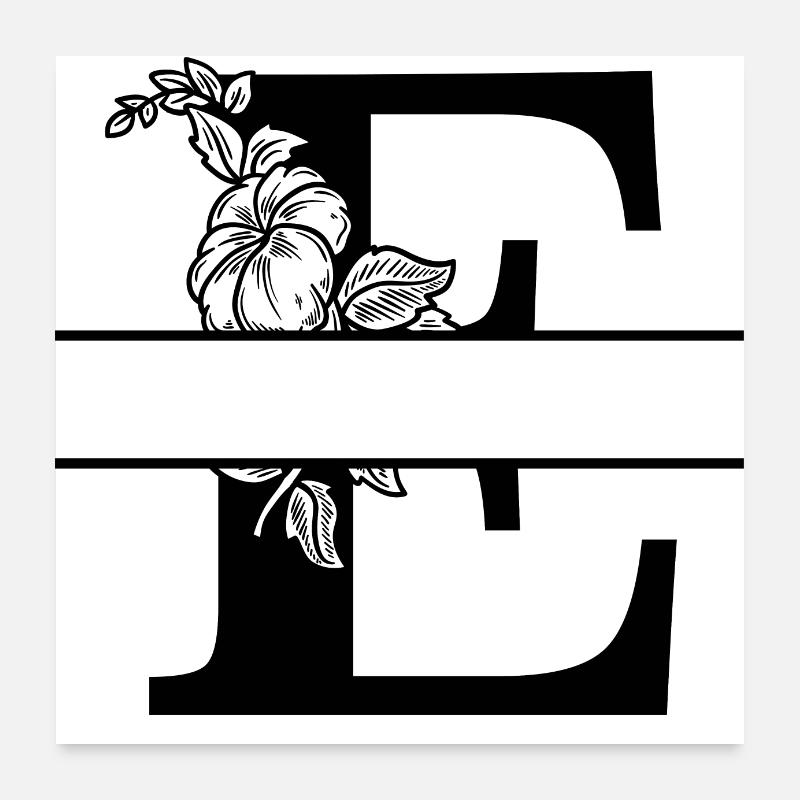 Personalized floral letter Poster 24" x 24" (60x60 cm)
