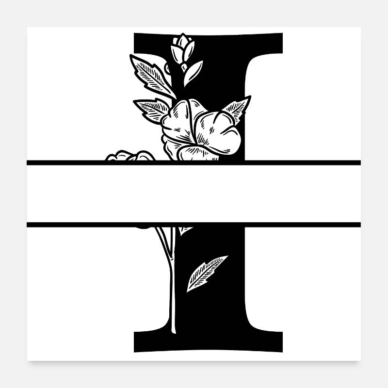 Personalisierter Blumenbuchstabe i Poster 60x60 cm