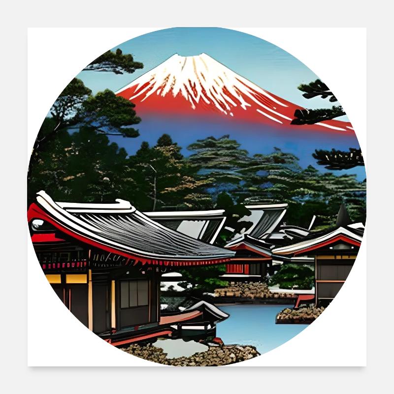 Le mont Fuji dans l’art numérique Poster 60 x 60 cm