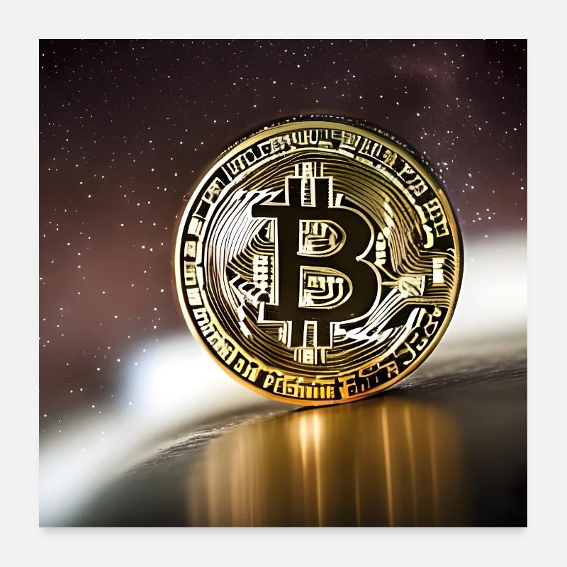 Bitcoin, Lune et étoiles Poster 60 x 60 cm