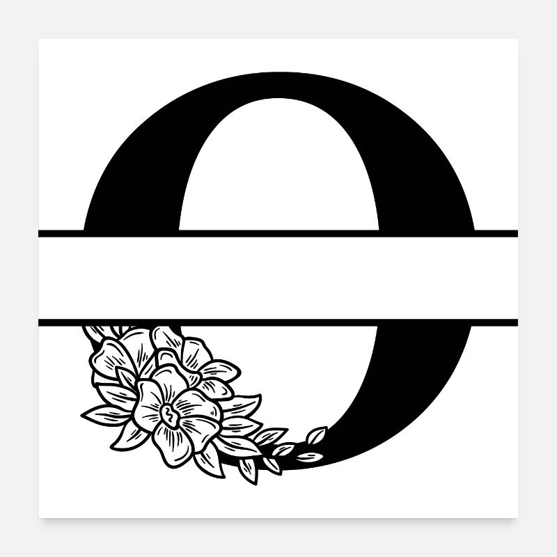Personalisierter Blumenbuchstabe O Poster 60x60 cm