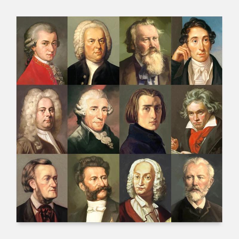 12 classical composers ... from Bach to Wagner Poster 24" x 24" (60x60 cm)