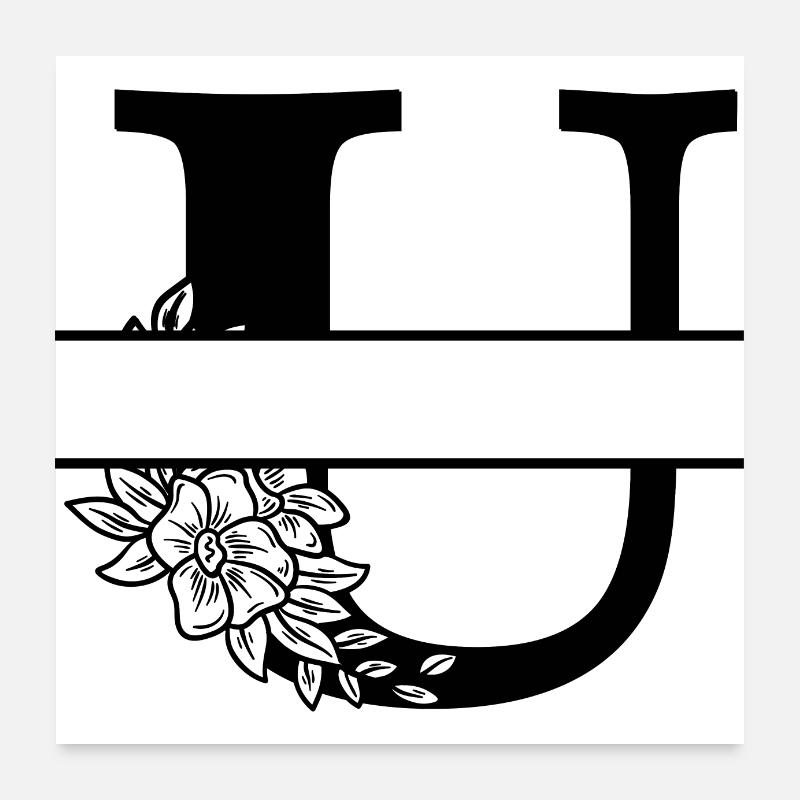 Personalized floral letter U Poster 24" x 24" (60x60 cm)