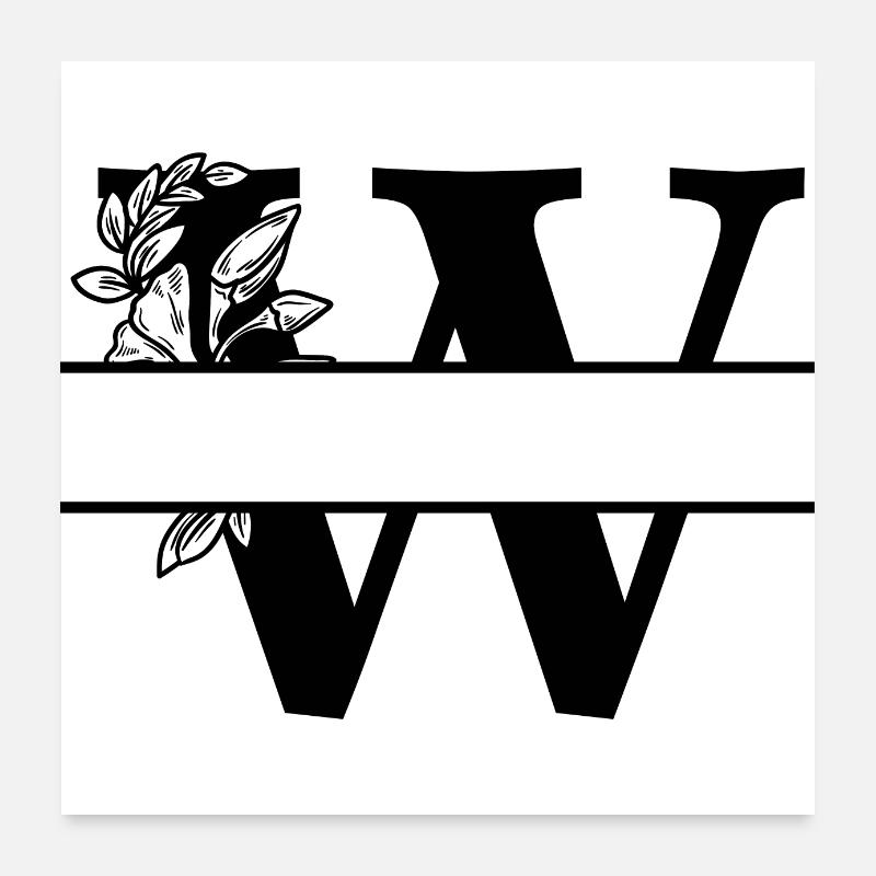 Personalisierter Blumenbuchstabe W Poster 60x60 cm