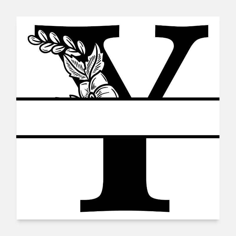 Personalized floral letter Poster 24" x 24" (60x60 cm)