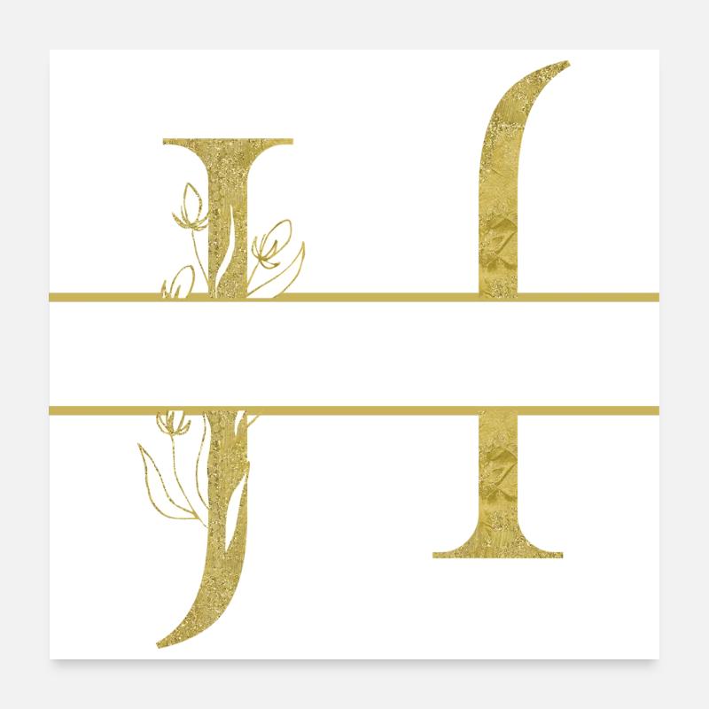 Personalized floral golden letter H Poster 24" x 24" (60x60 cm)