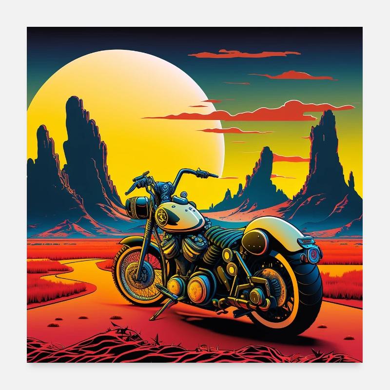 Pop Art Motorcycle, Abstract, Contrast, Road-trip Poster 24" x 24" (60x60 cm)