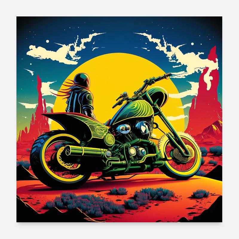 Pop Art Motorcycle, Abstract, Contrast, Road-trip Poster 24" x 24" (60x60 cm)
