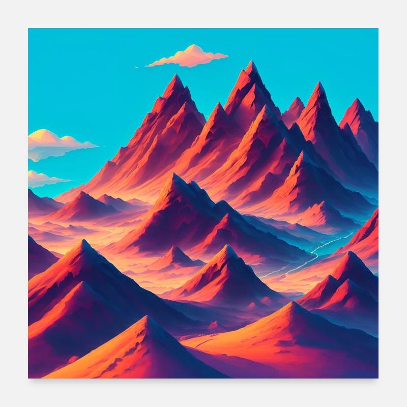 Berg Gipfel in der Sonne Poster 60x60 cm