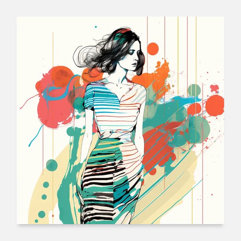 Affiche, Décoration de maison Illustration de mode, Mode Poster 60 x 60 cm