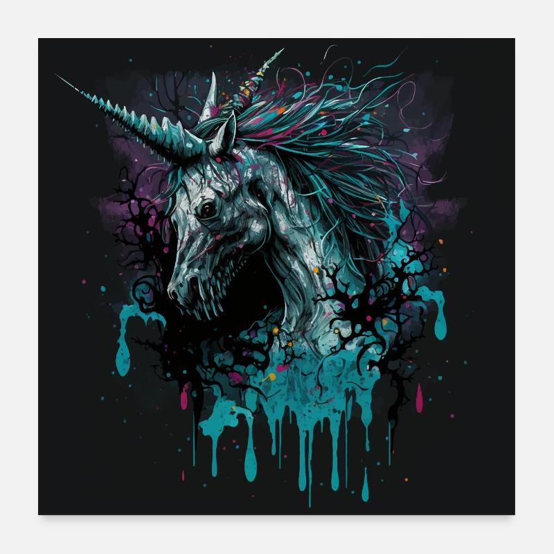 Licorne zombie Poster 60 x 60 cm