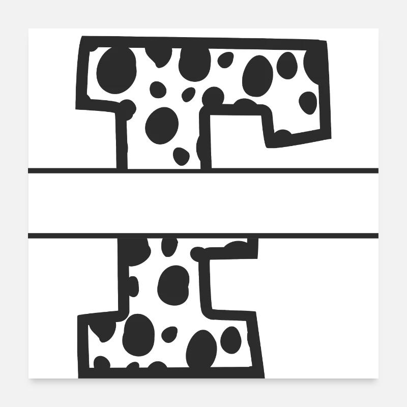 letter f custom cow pattern Poster 24" x 24" (60x60 cm)