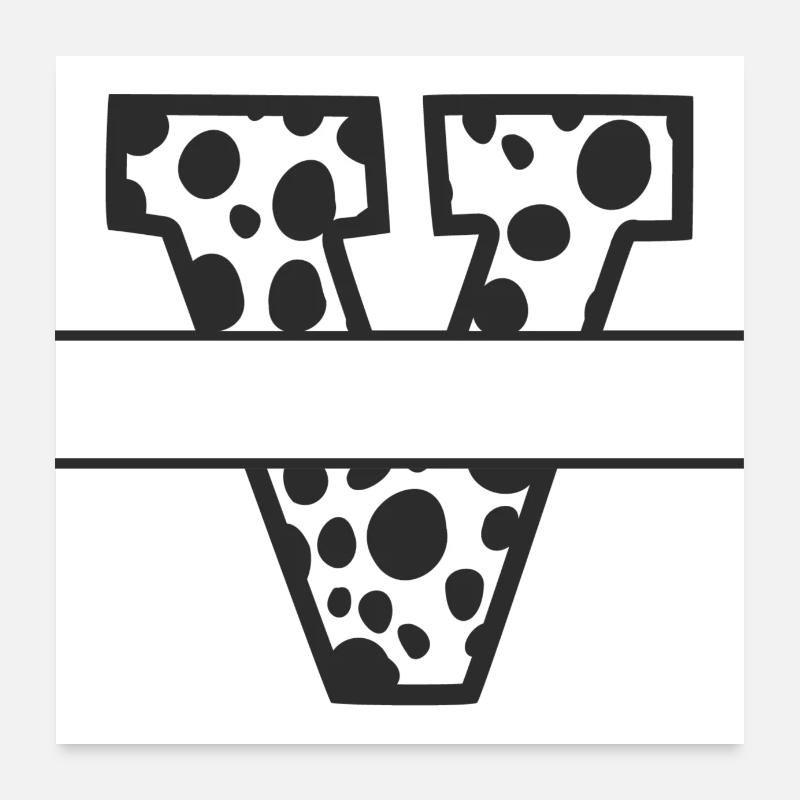 Letter V benutzerdefiniertes Kuhmuster Poster 60x60 cm