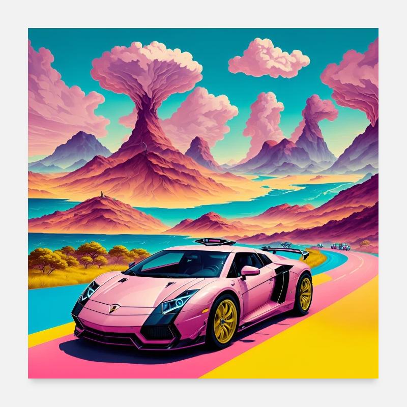 Pop Art Auto, Abstrakt, Sportwagen, 90s, bunt Poster 60x60 cm