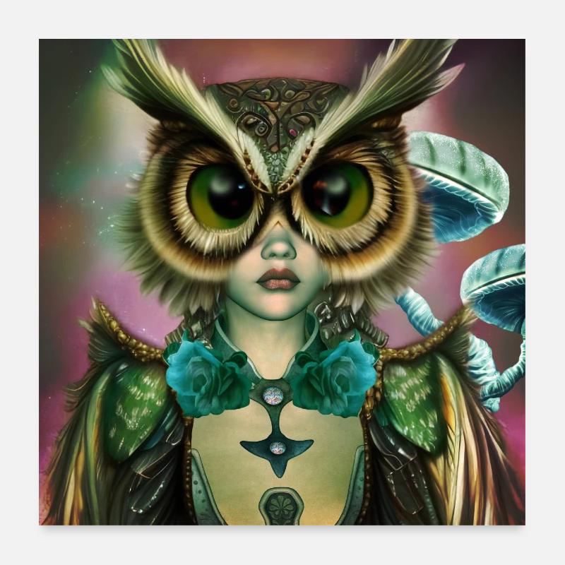 Das Mädchen, das eine Eule werden kann Poster 60x60 cm