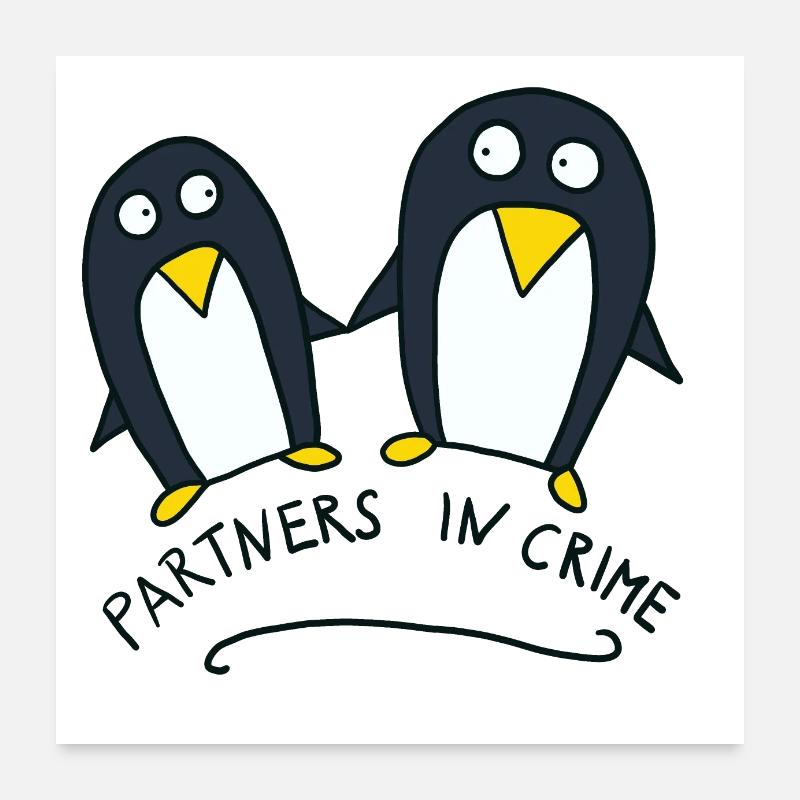 partners in crime, süße Pinguine Poster 60x60 cm