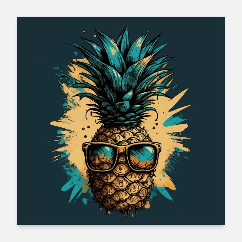 Drôle de fruit d’ananas Poster 60 x 60 cm
