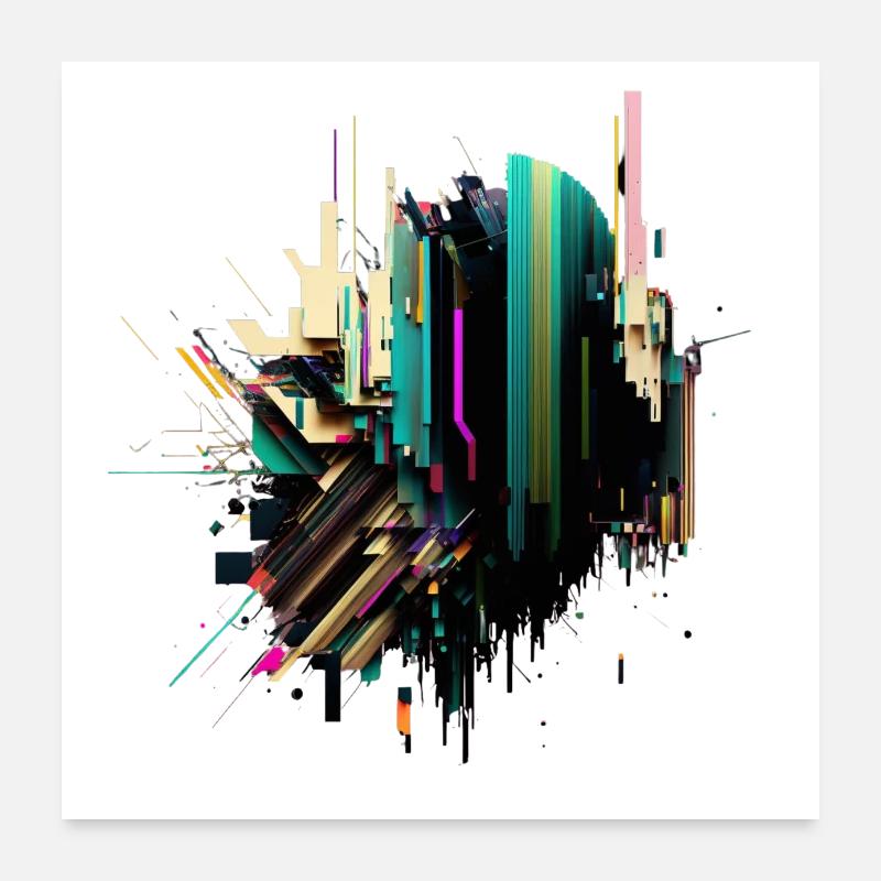 Art abstrait | Glitch Art | Abstrait Poster 60 x 60 cm