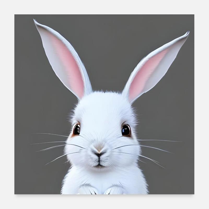 Lapin blanc mignon lapin de Pâques Poster 60 x 60 cm