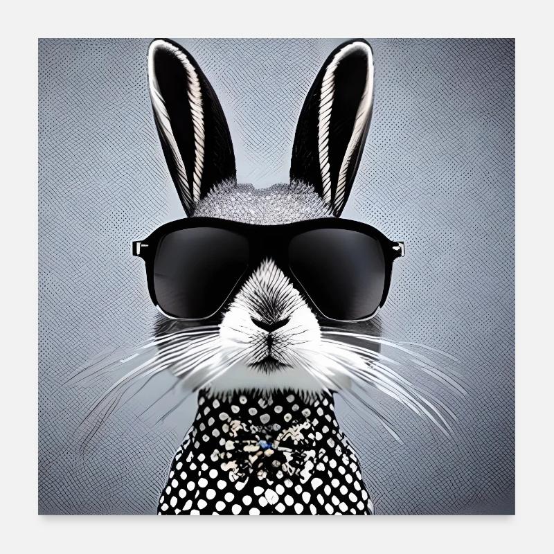 Cooler Hase mit Sonnenbrulle Poster 60x60 cm